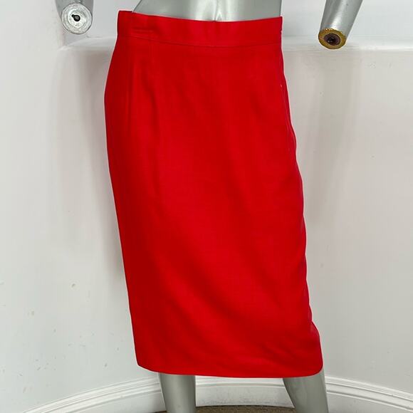 Louis Feraud Vintage Red Knee-Length Pencil Skirt Suit Set Size 10 - Picture 7 of 16